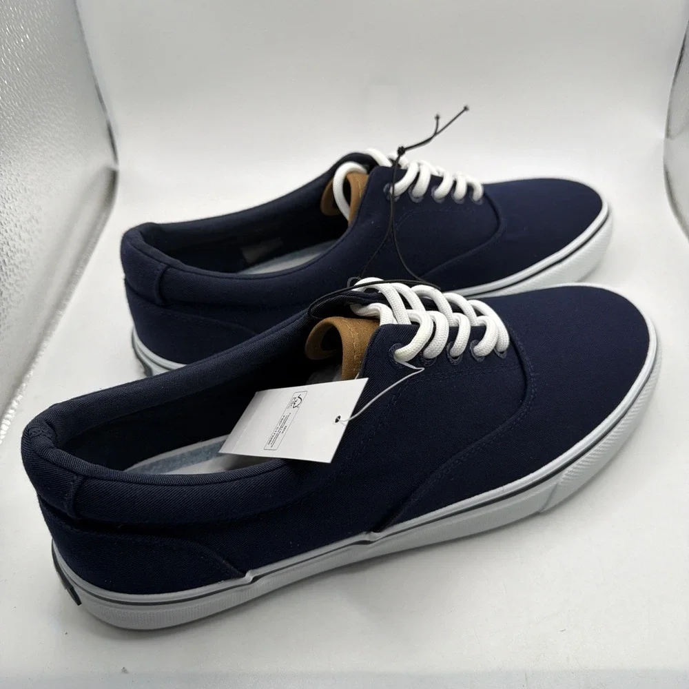 Izod Men's Rangley Lace Up Navy Blue Canvas Shoes Size 8.5. New